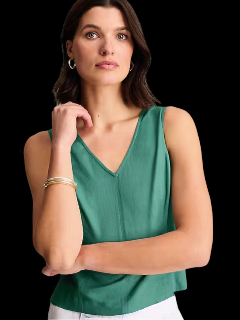 J.Jill NWT Seamed Linen-blend tank – Size M – “Sea” green
